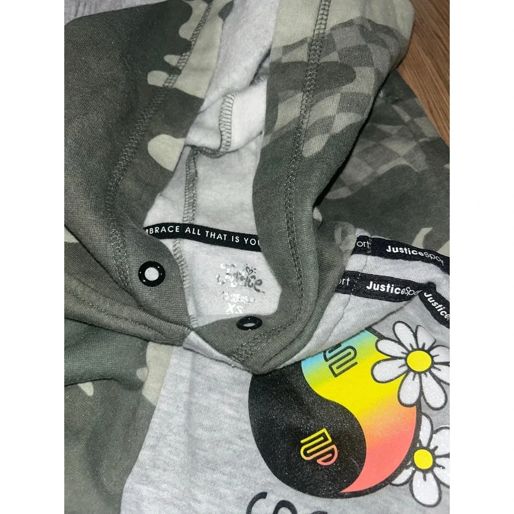 Girls Justice Sport‎ Cropped Hoodie and Sweatpants, Camo/Gray, X Small